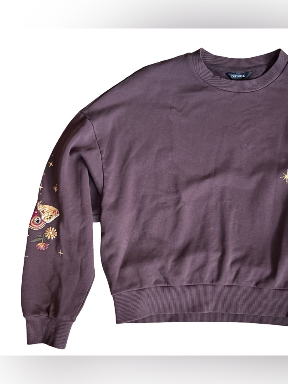 Anthropolgie Driftwood Hallucination Teddy Brown Embroidery Sweatshirt Size S - Picture 7 of 14